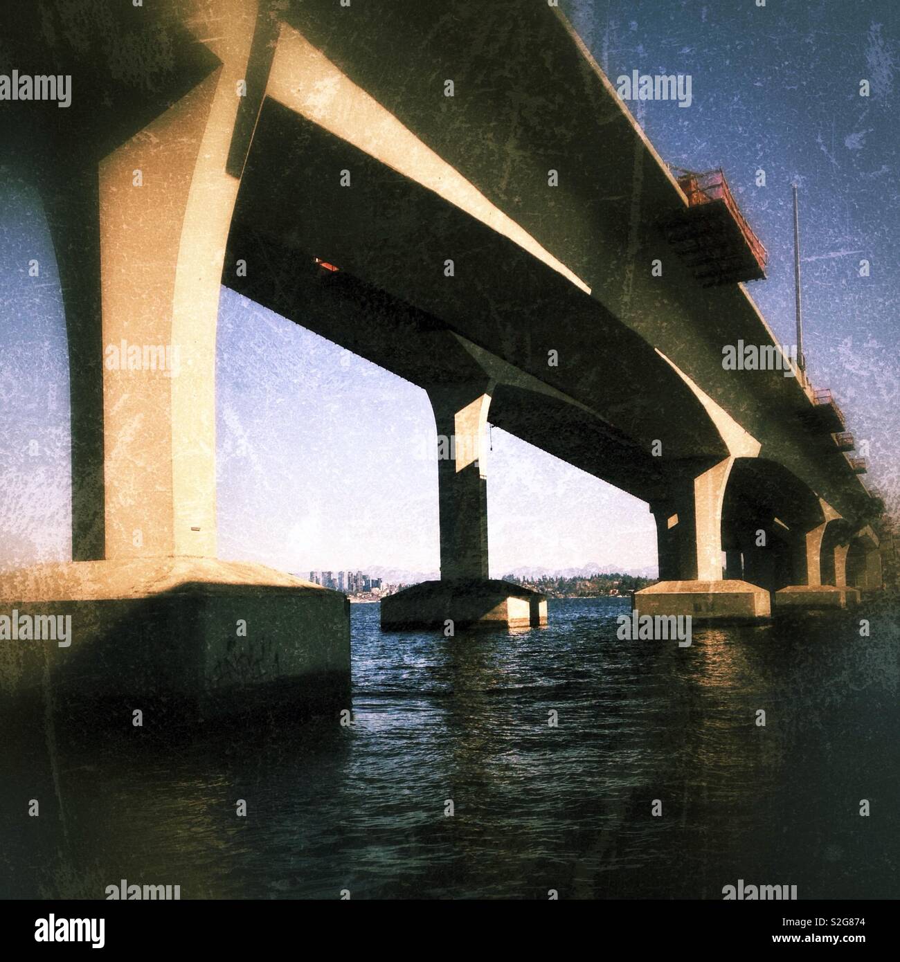 Interstate 90 bridge over Lake Washington to Mercer Island in Seattle Stock Photo