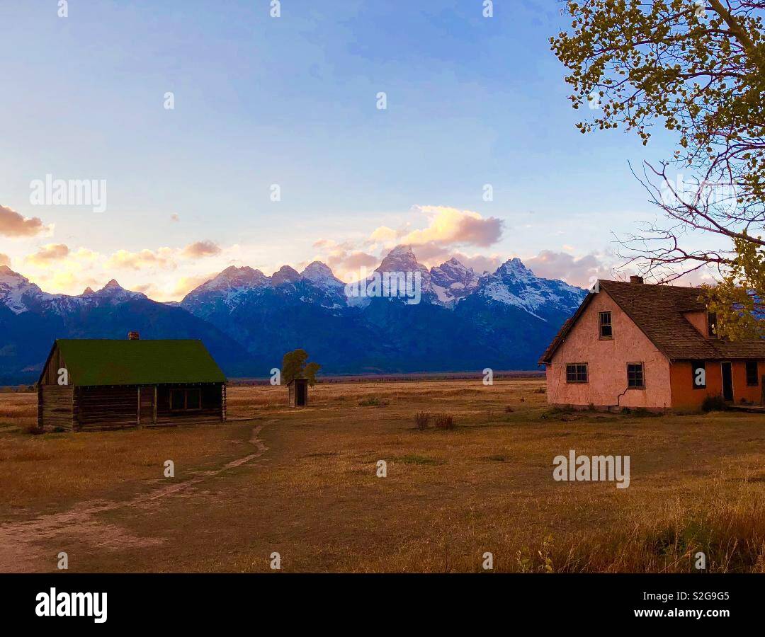 Wyoming ranch next to the grand Teton mountains - Smartphone Captured Stock Image