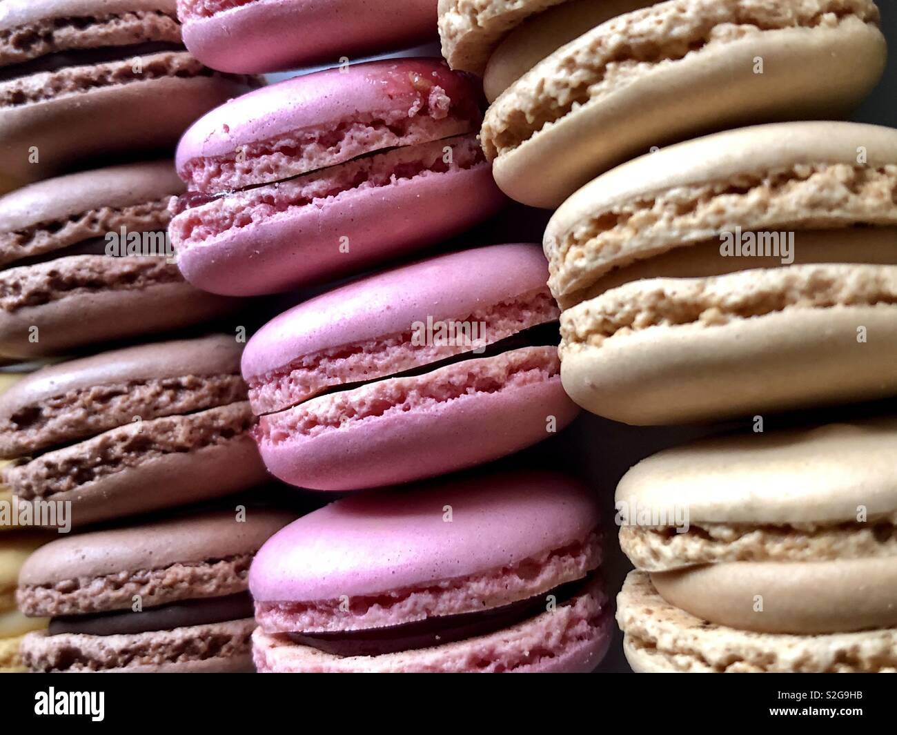 Rows of pastel macarons - Smartphone Captured Stock Image