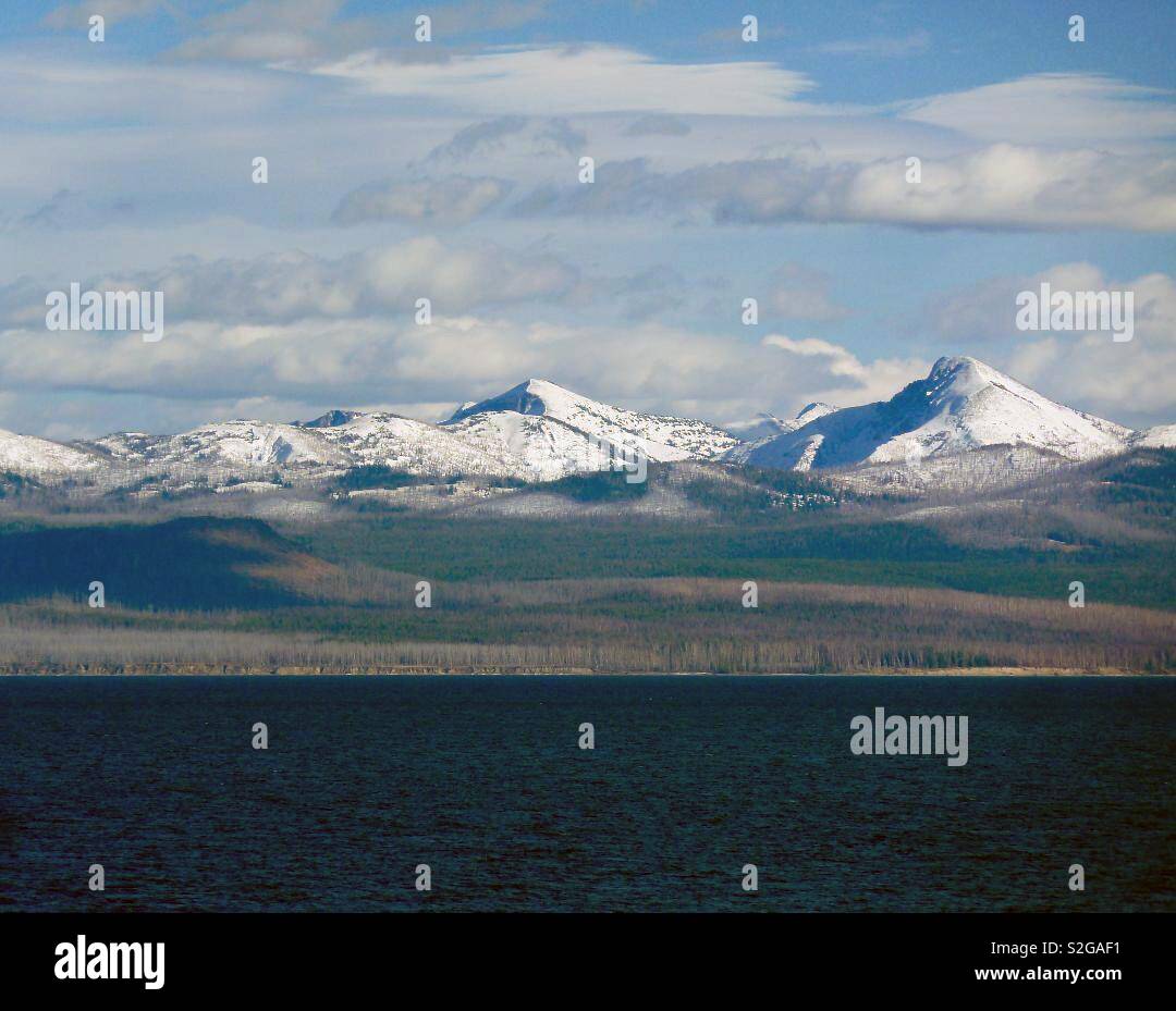 Yellowstone Lake in Yellowstone national park in Wyoming USA - Smartphone Captured Stock Image