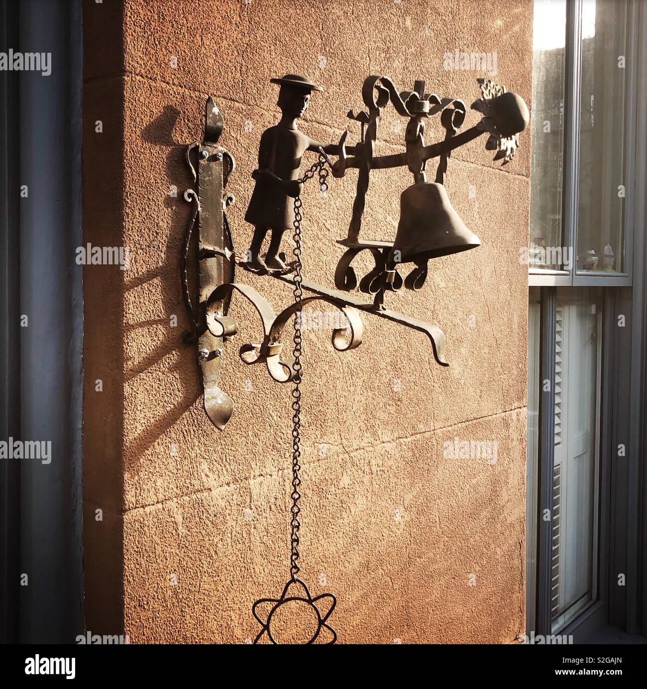 Old world doorbell in front of Brooklyn Home, New York City, USA. - Smartphone Captured Stock Image