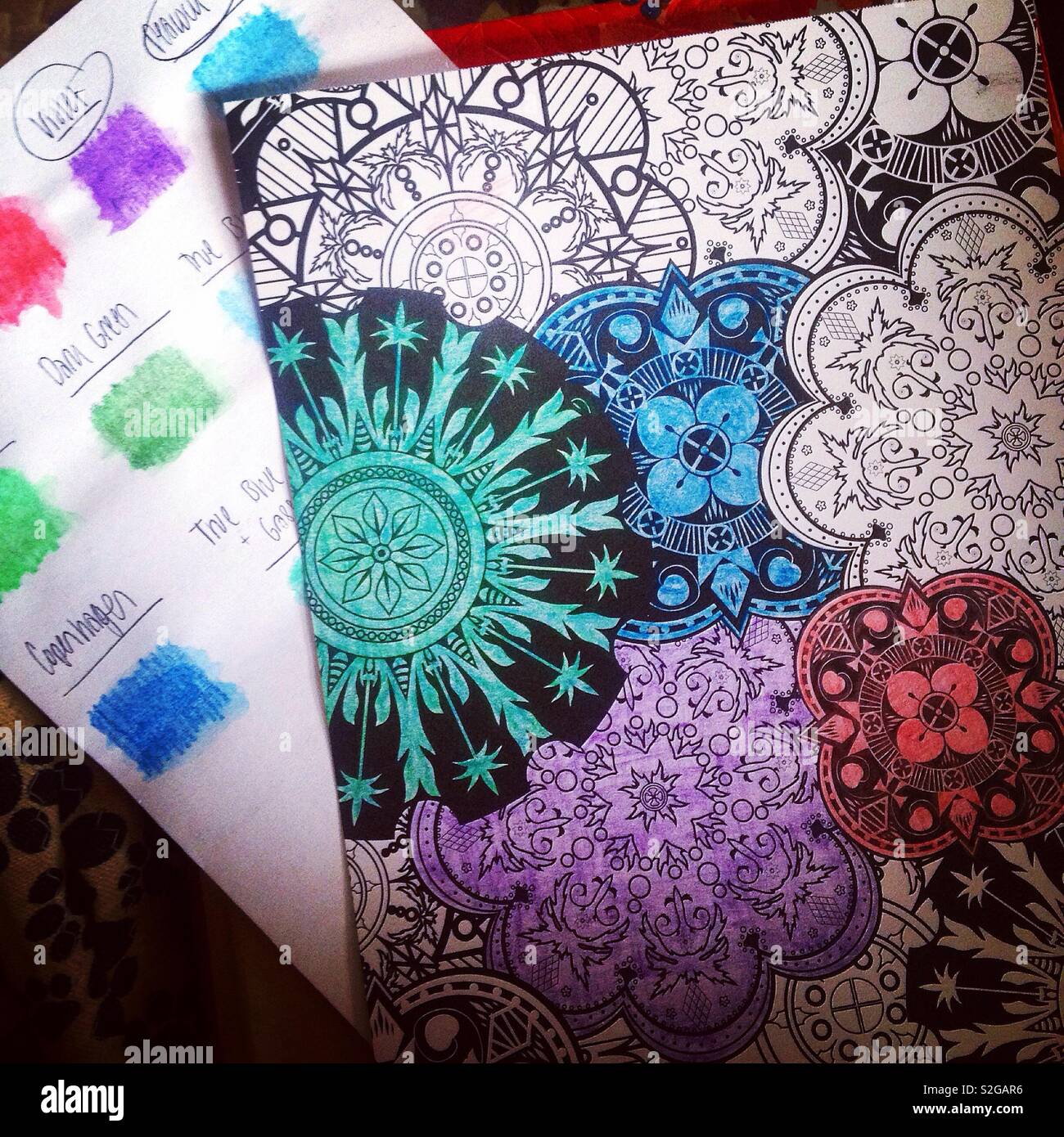 Page of Adult Coloring Work Stock Photo