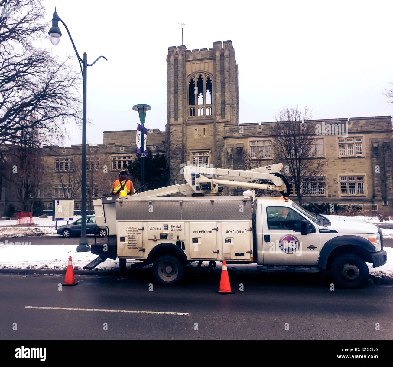 Service truck in winter - Smartphone Captured Stock Image