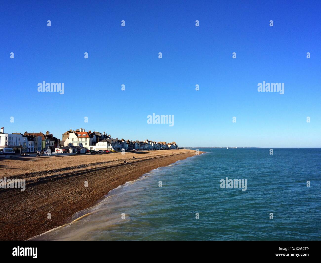 Winter sun on the seaside town of Deal, Kent, UK - Smartphone Captured Stock Image