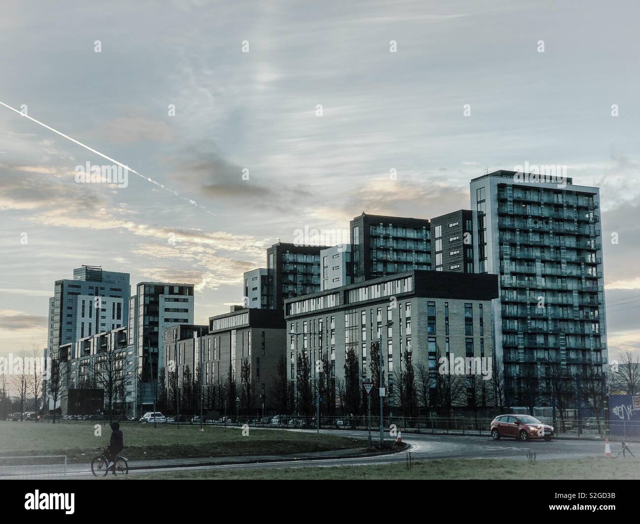 Apartment blocks Glasgow riverside. Scotland. UK. - Smartphone Captured Stock Image