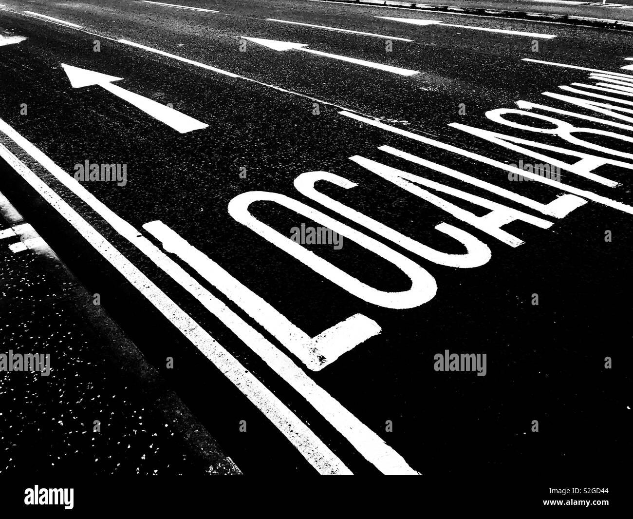 Road markings. Glasgow. Scotland. UK. - Smartphone Captured Stock Image