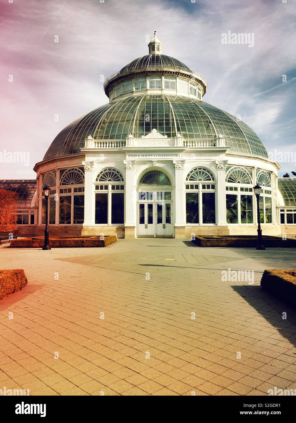 Enid A. Haupt Conservatory is a major feature on the grounds of the New York botanical Gardens in the Bronx, NYC, USA - Smartphone Captured Stock Image