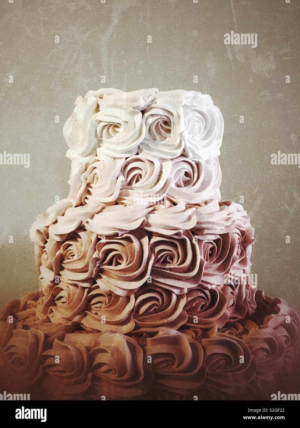 Cake covered with cream rosettes Stock Photo