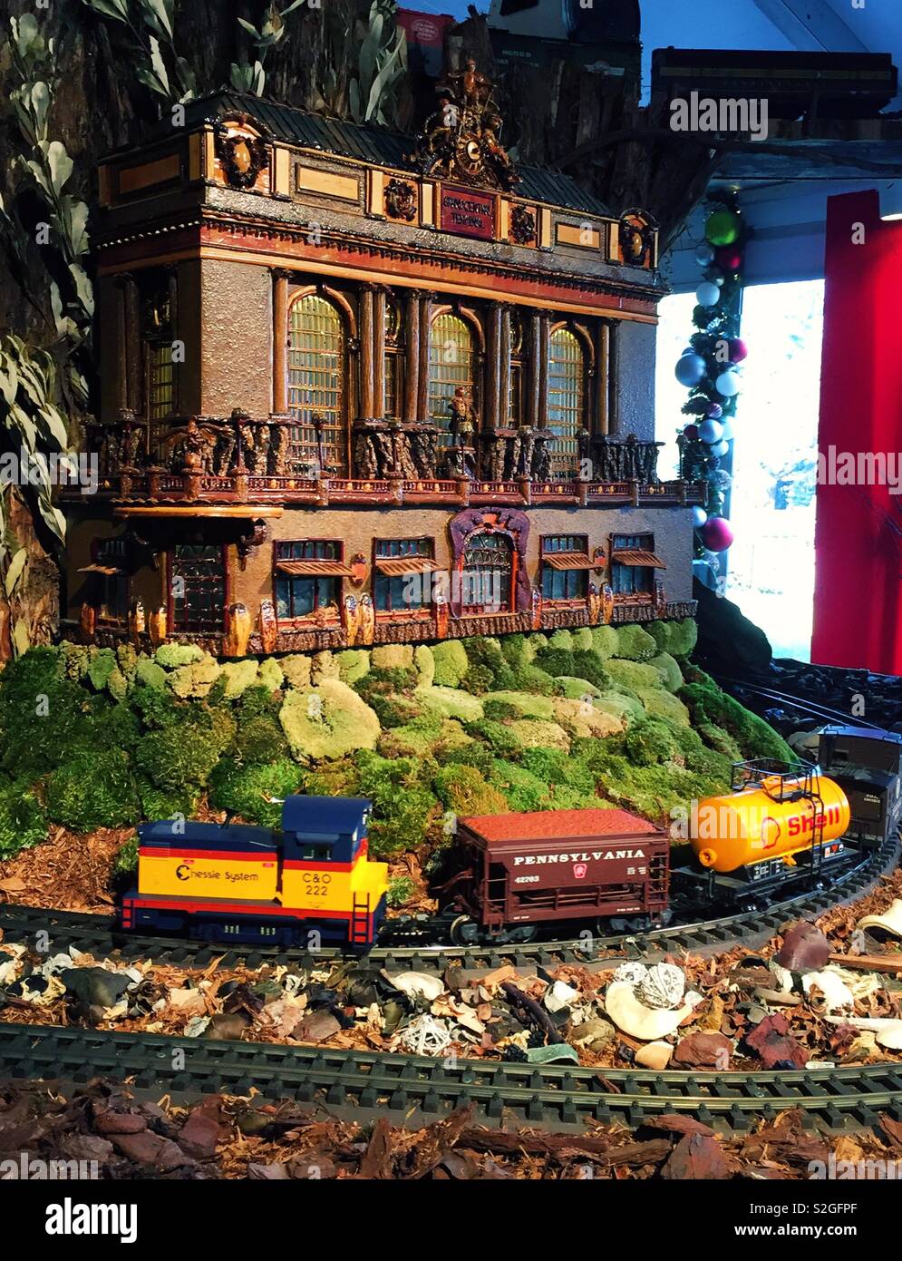 Model of the Grand Central terminal building at the New York botanical Garden Holiday train show, NYC - Smartphone Captured Stock Image