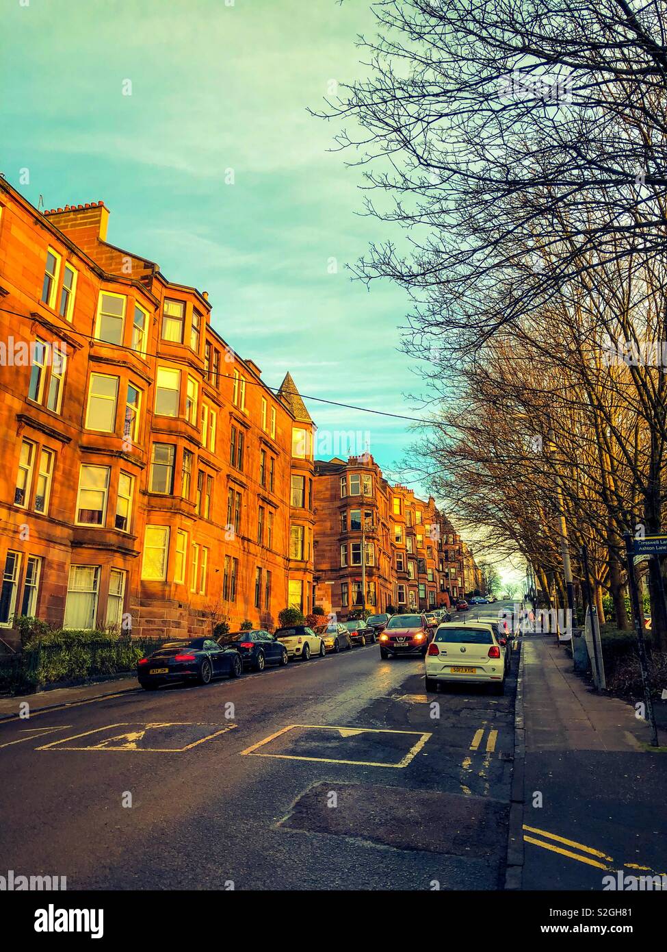 View up Great George Street. Glasgow. Scotland. UK. - Smartphone Captured Stock Image
