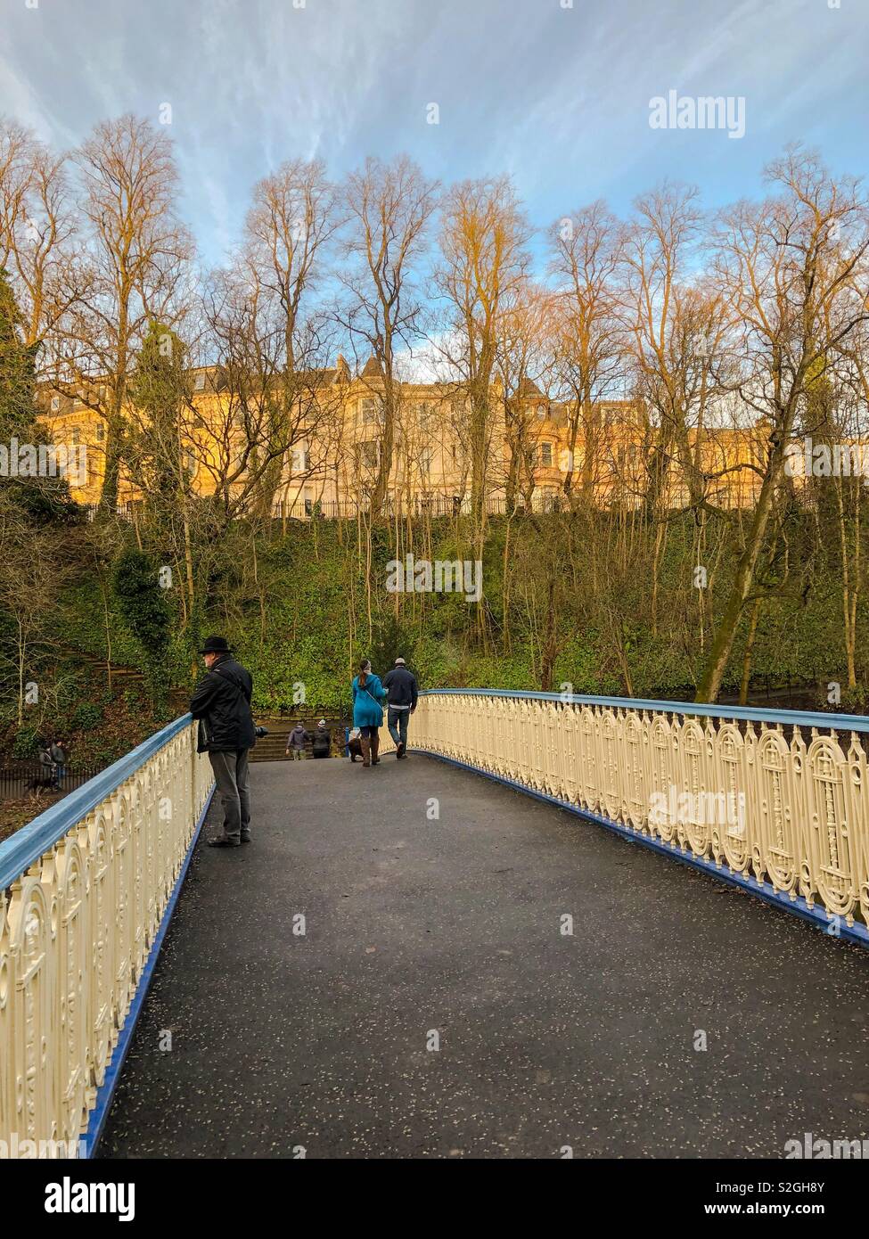 Bridge across the River Kelvin. Botanic Gardens, Glasgow. Scotland. UK. - Smartphone Captured Stock Image