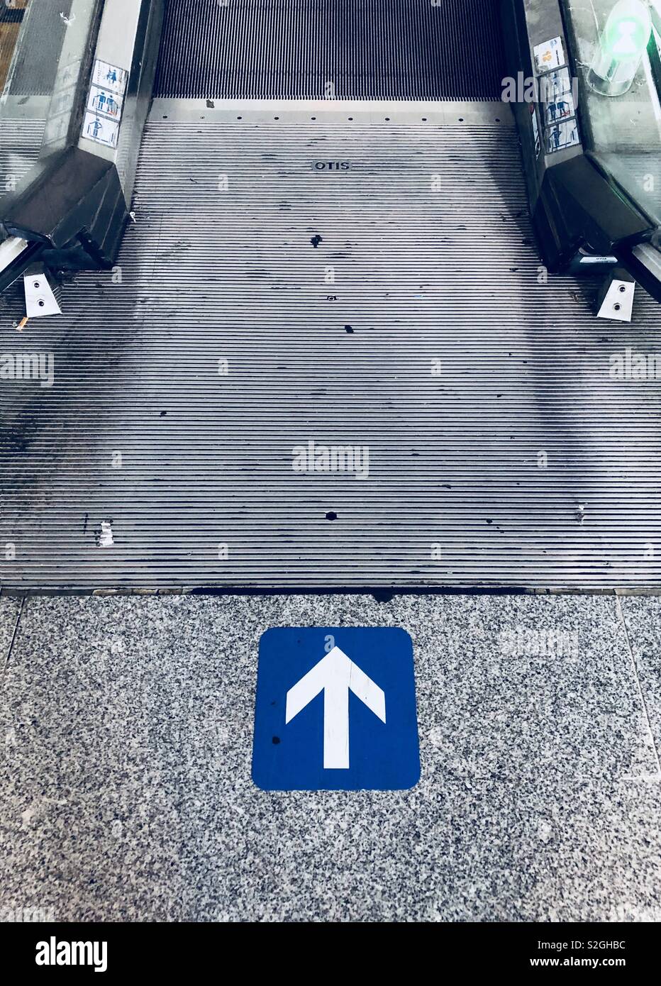 This way onto the escalator - Smartphone Captured Stock Image