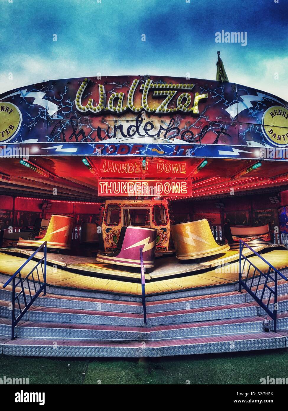 Walzer fairground ride at Barry Island, South Wales, January. - Smartphone Captured Stock Image