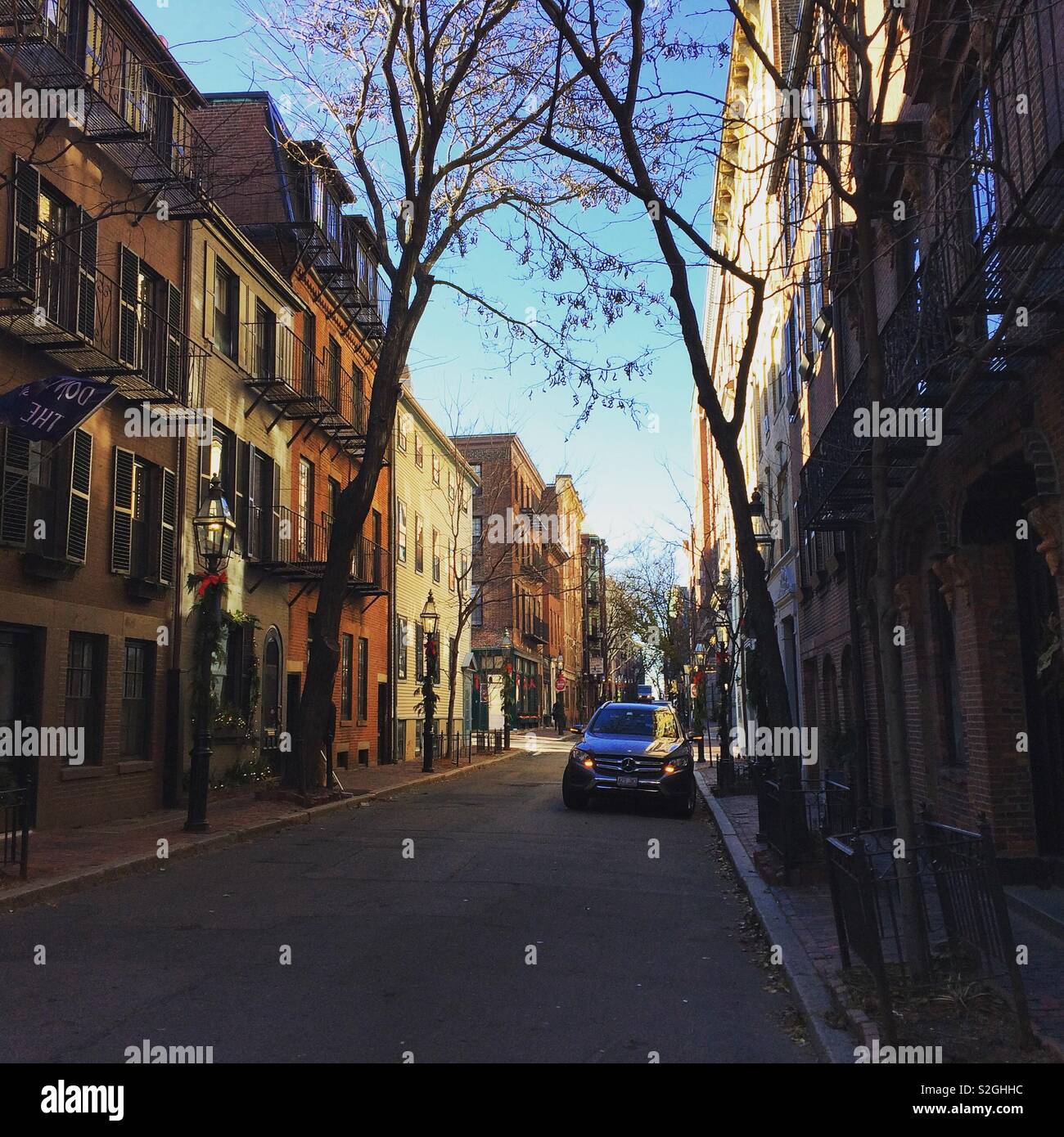 A street in the Beacon Hill neighborhood, Boston, Massachusetts, United States - Smartphone Captured Stock Image