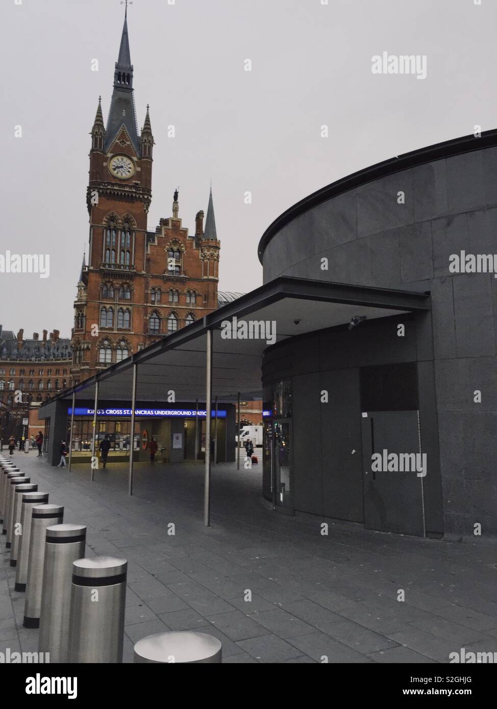 Kings cross station underground with St Pancras building in the background, London, UK Stock Photo