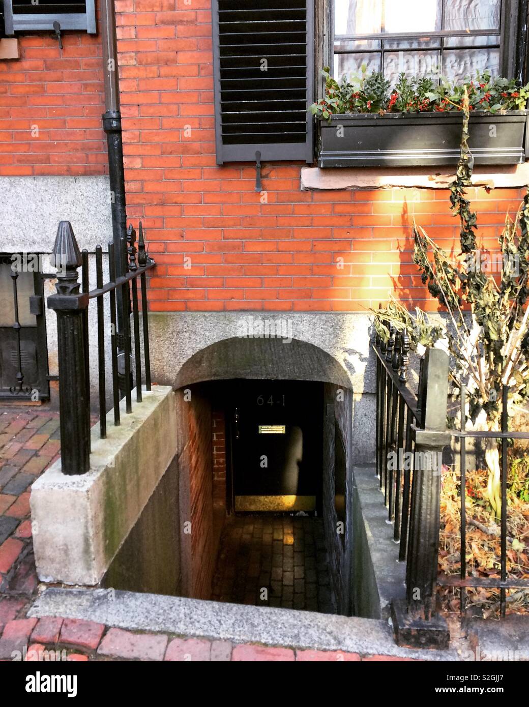 Basement apartment entrance, Beacon Hill, Boston, Massachusetts, United States Stock Photo Alamy