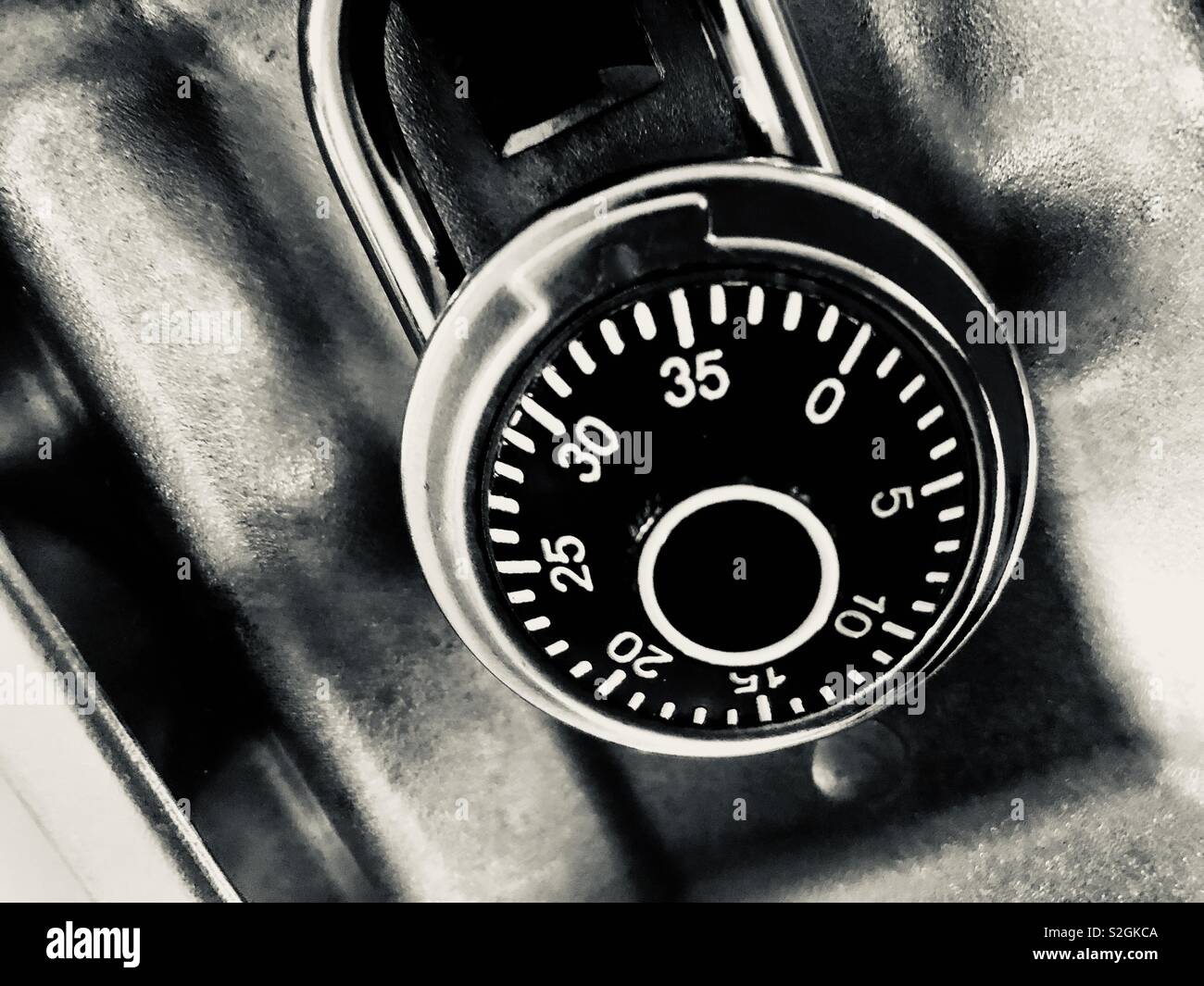 Combination lock in black and white - Smartphone Captured Stock Image
