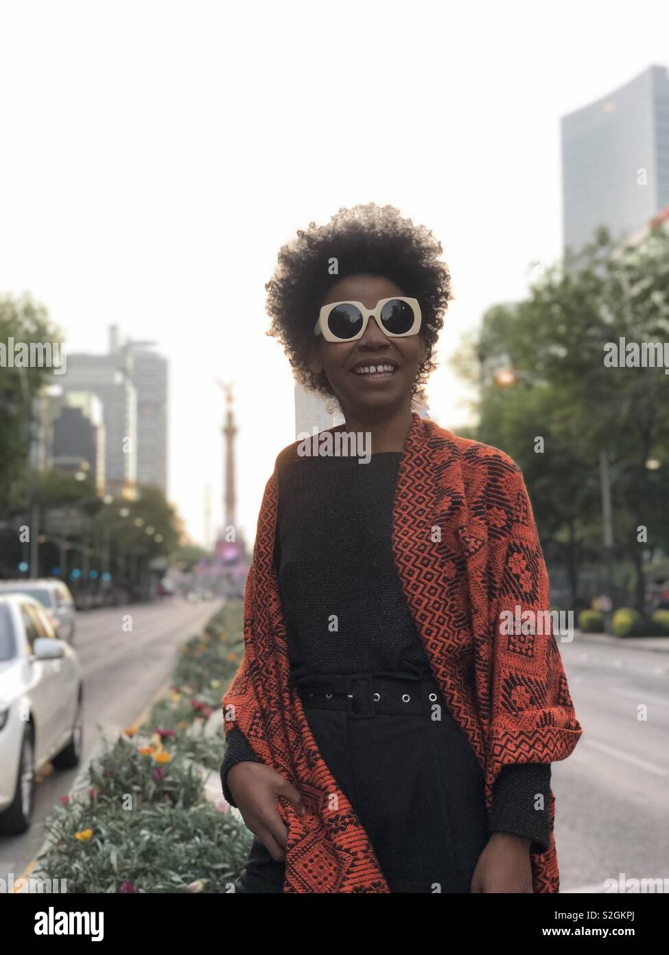 Model In Mexico City With Natural Afro Hair And Style Stock Photo