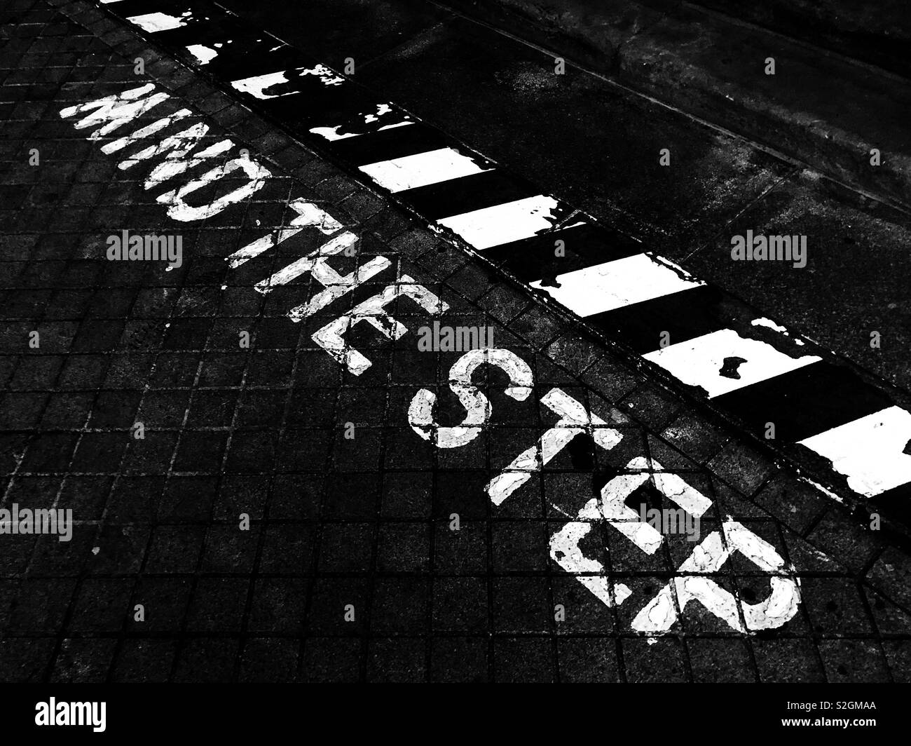 Mind the step. Scotland. UK. Stock Photo