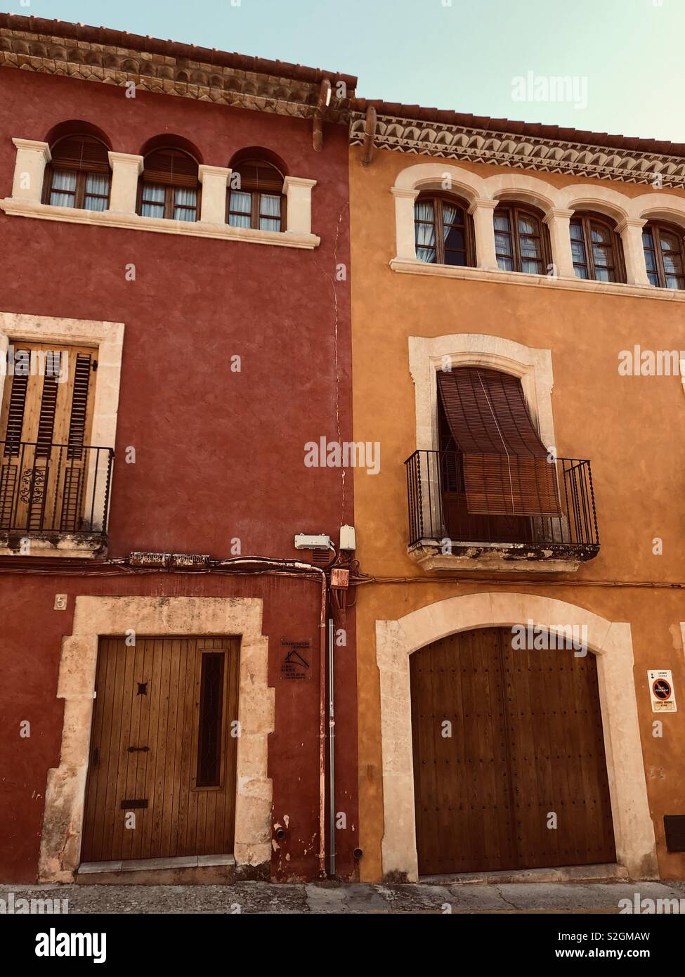 Two houses in Altafulla in Catalonia in Spain - Smartphone Captured Stock Image