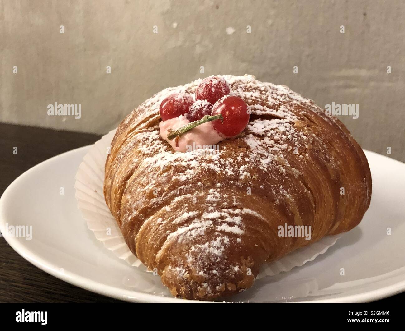 Sweet croissant with red currant - Smartphone Captured Stock Image