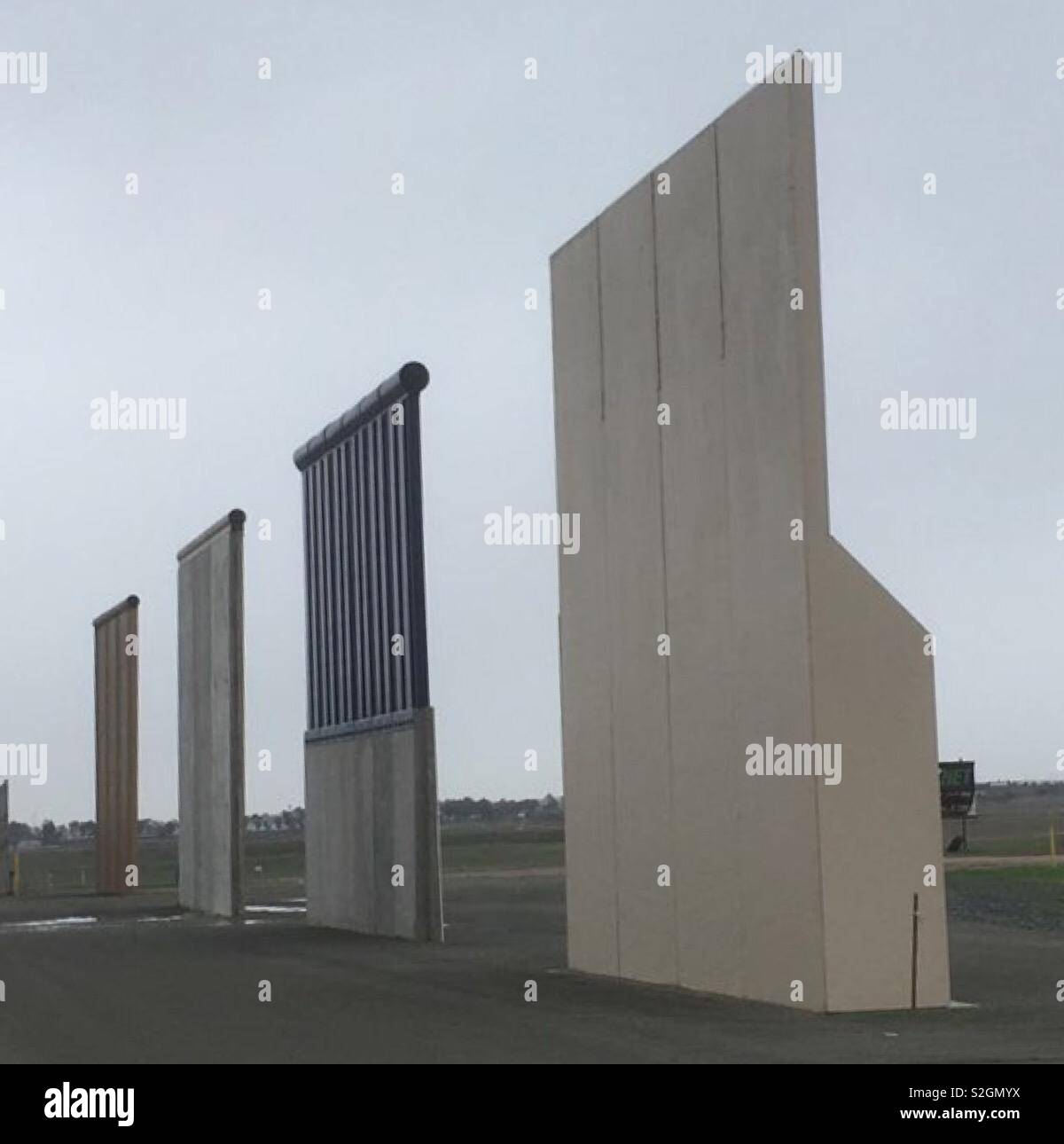 Wall prototypes on the us and mexico border near San Diego. - Smartphone Captured Stock Image