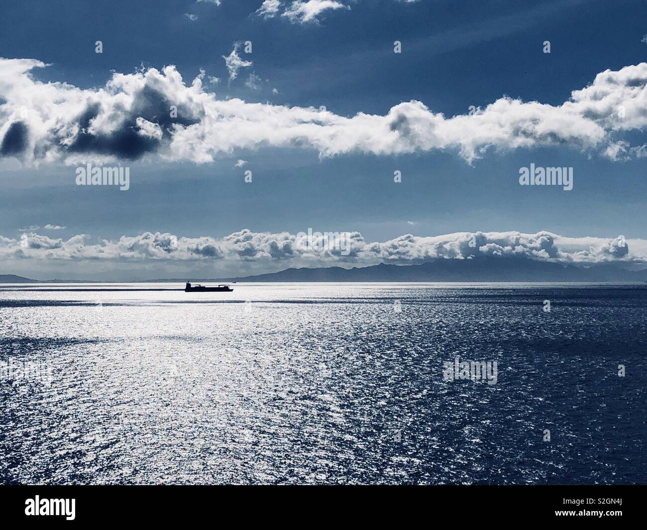 Straits of Gibraltar with Morocco on the horizon - Smartphone Captured Stock Image