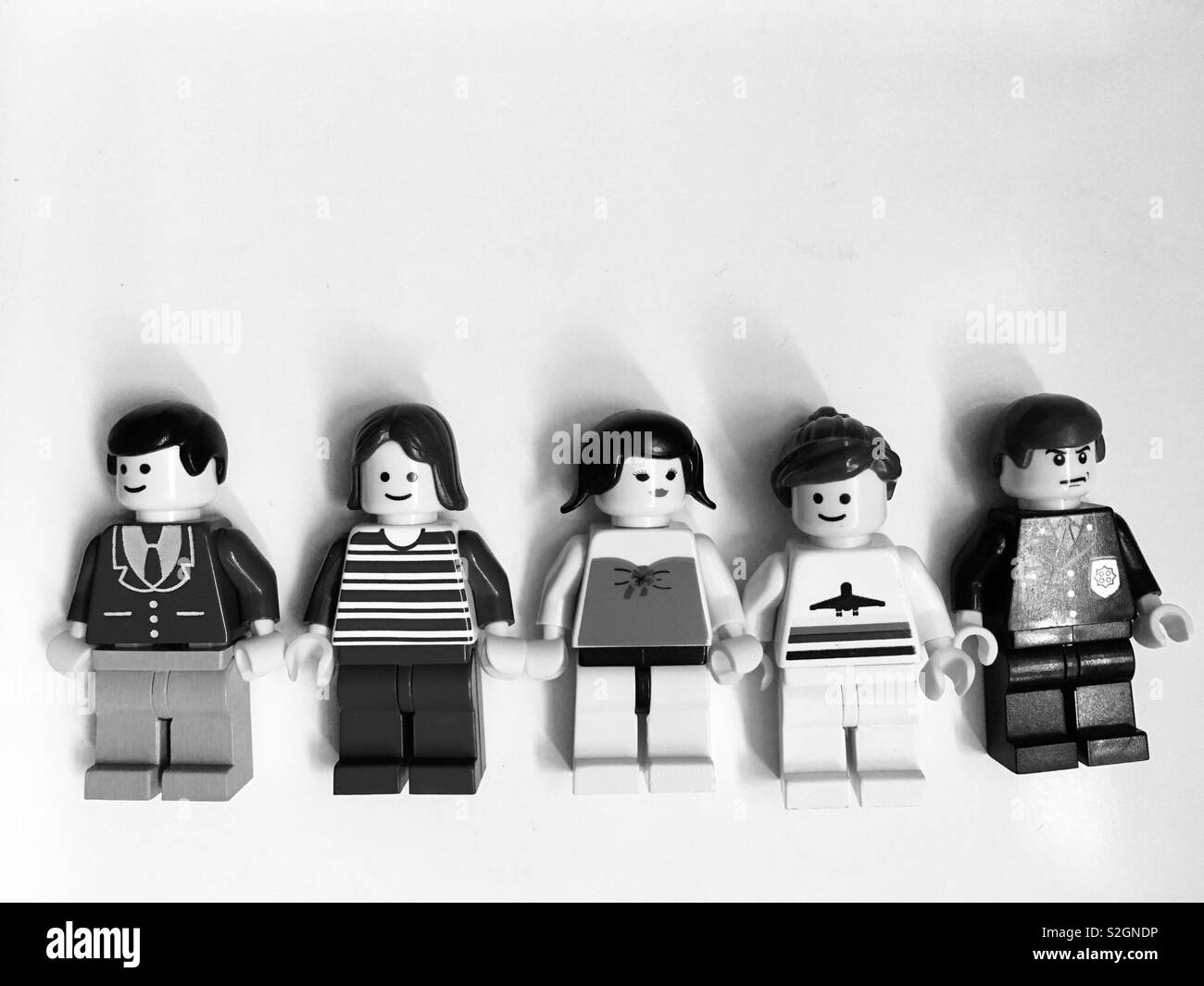 Line up of Lego mini figures - Smartphone Captured Stock Image