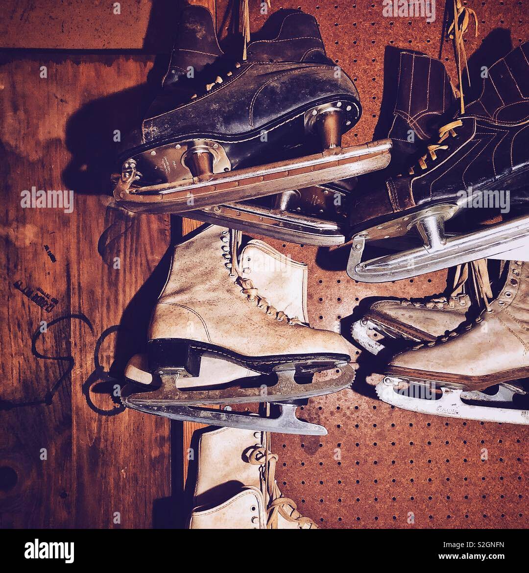 old ice skates in a closet Stock Photo - Alamy