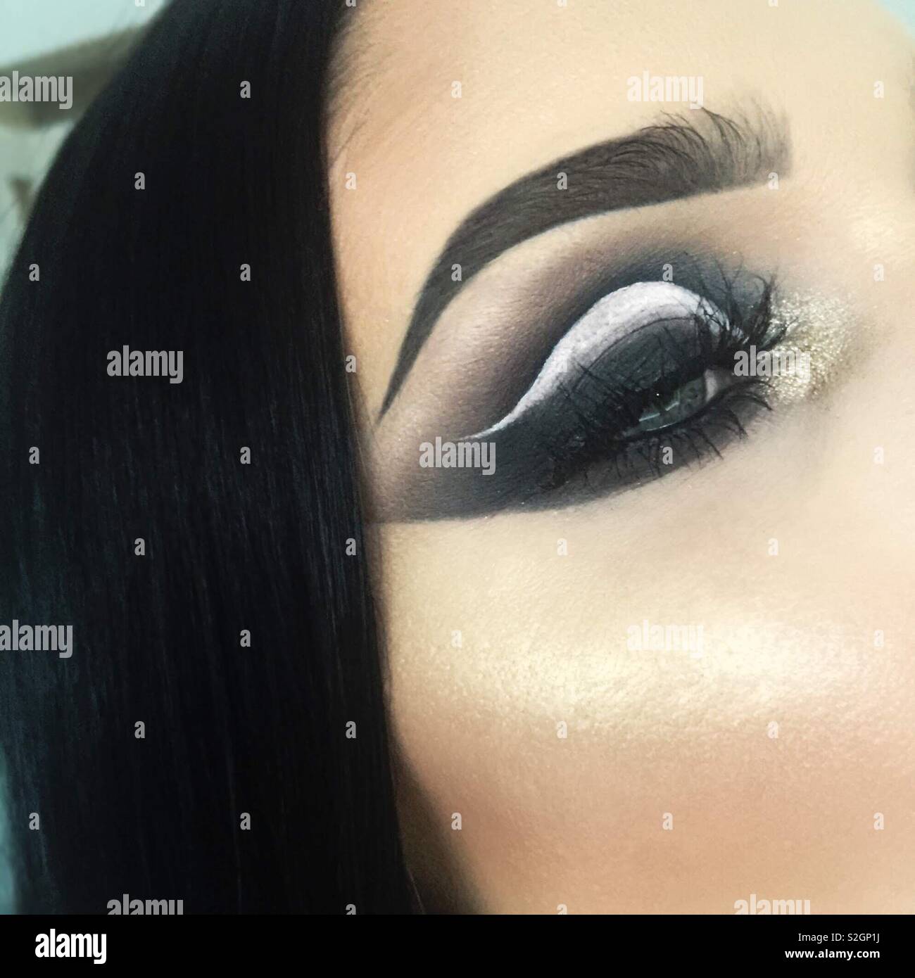 Close up dramatic smokey eye makeup Stock Photo