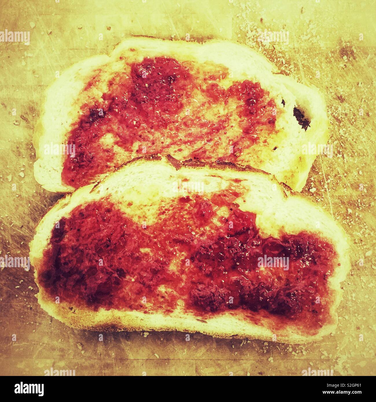 Strawberry jam on toast - Smartphone Captured Stock Image