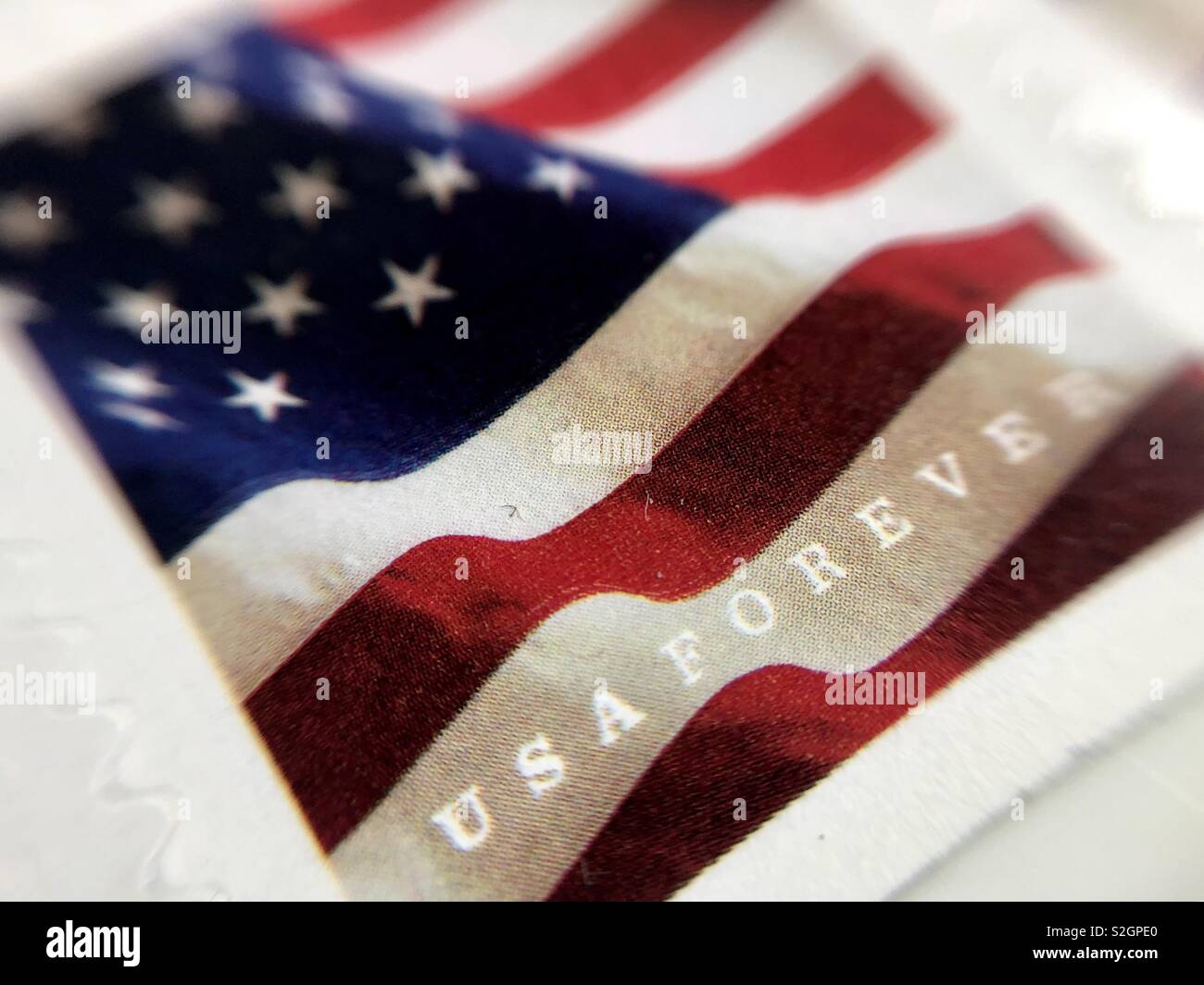Close up of a USA forever stamp - Smartphone Captured Stock Image