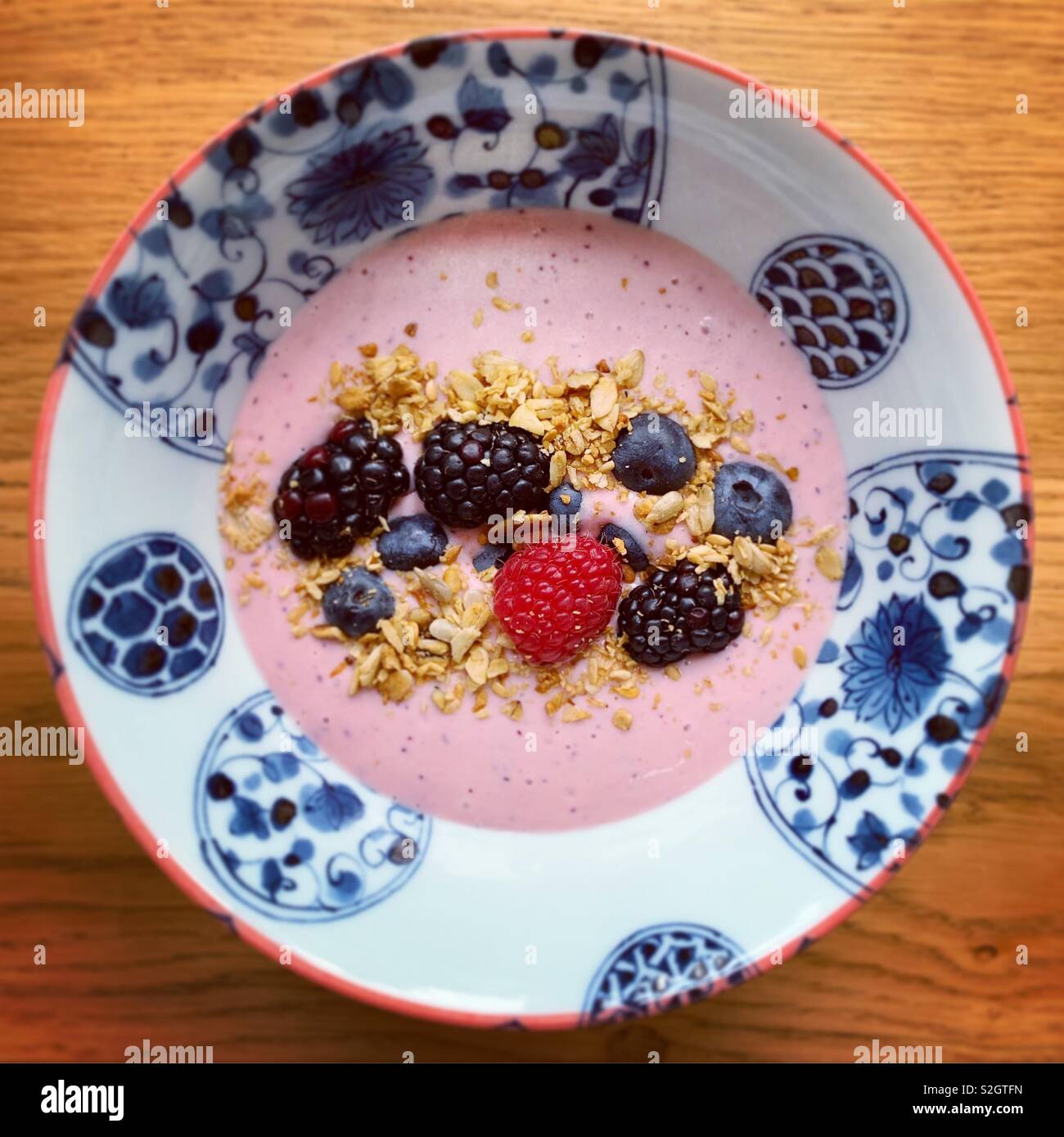 Yoghurt, granola and mixed berry compote - Smartphone Captured Stock Image