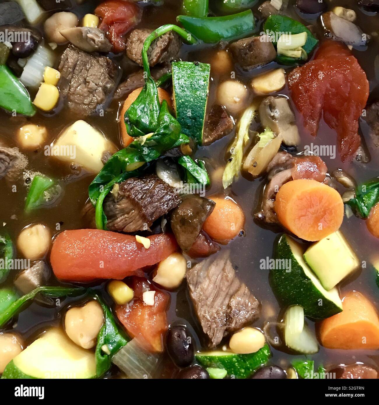 Homemade vegetable beef soup Stock Photo Alamy