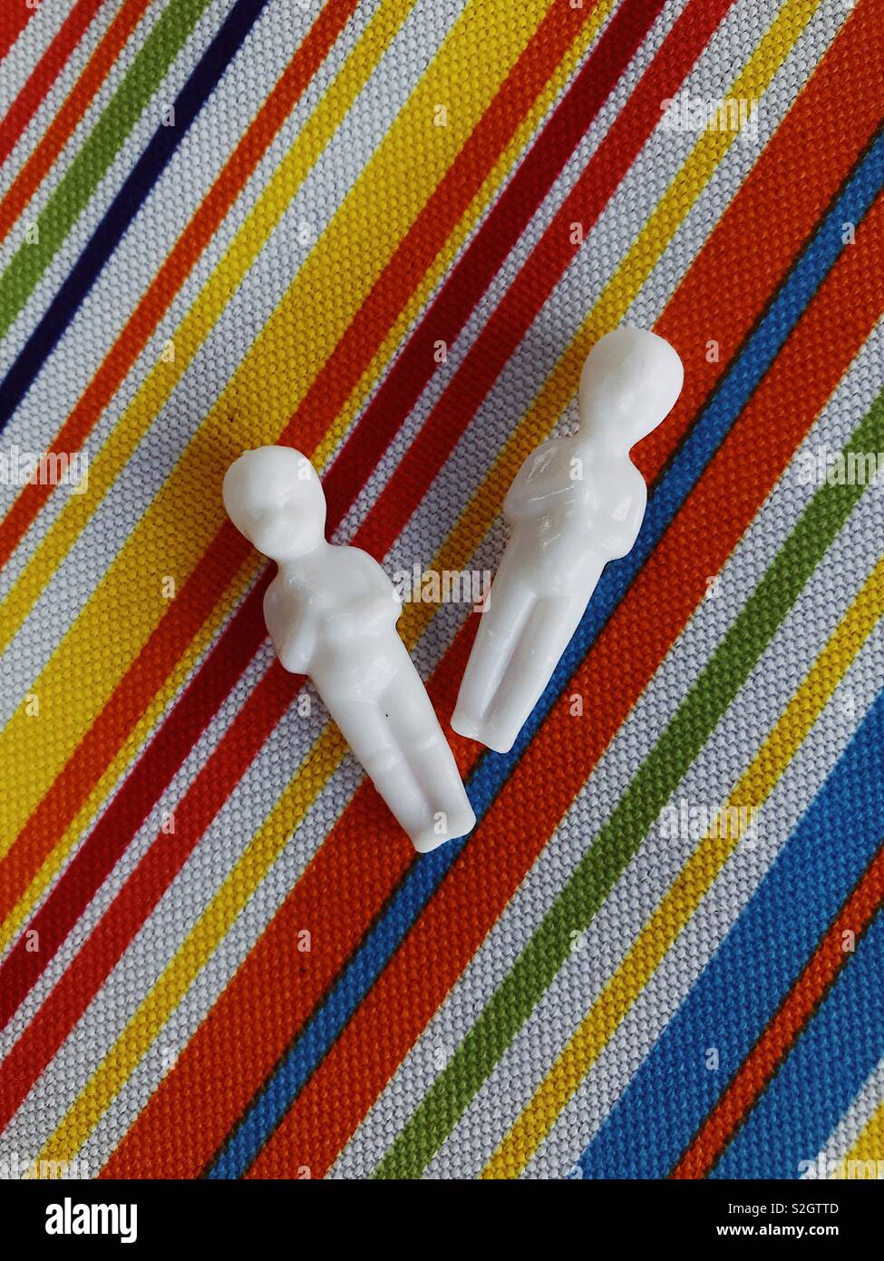 Plastic Jesus. Figurines of baby Jesus (niño dios) which can be found in a special christmas bread called Rosca de Reyes in Mexico. 25th of January 2019, Oaxaca, Mexico - Smartphone Captured Stock Image