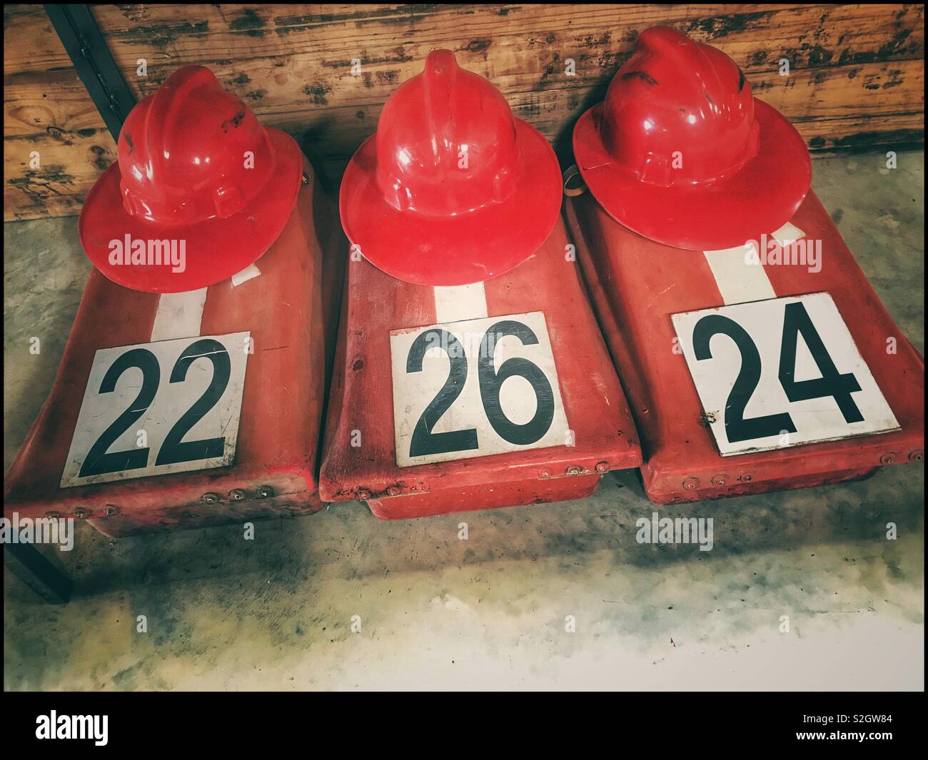 Old fireman’s hats at Toeka Stoor near Paarl, South Africa. - Smartphone Captured Stock Image