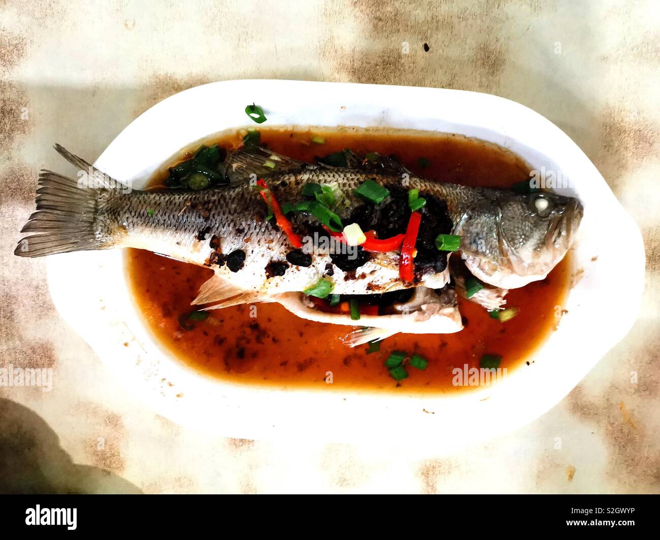 Cantonese Style Steamed Fish Stock Photo - Alamy