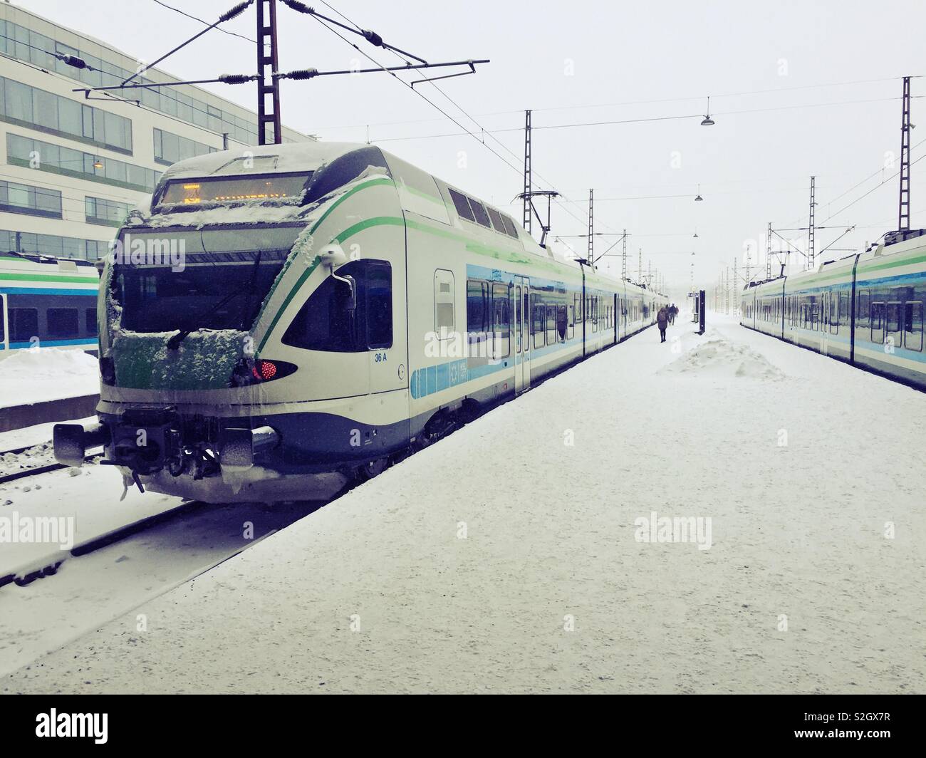 Local trains at winter in Helsinki - Smartphone Captured Stock Image