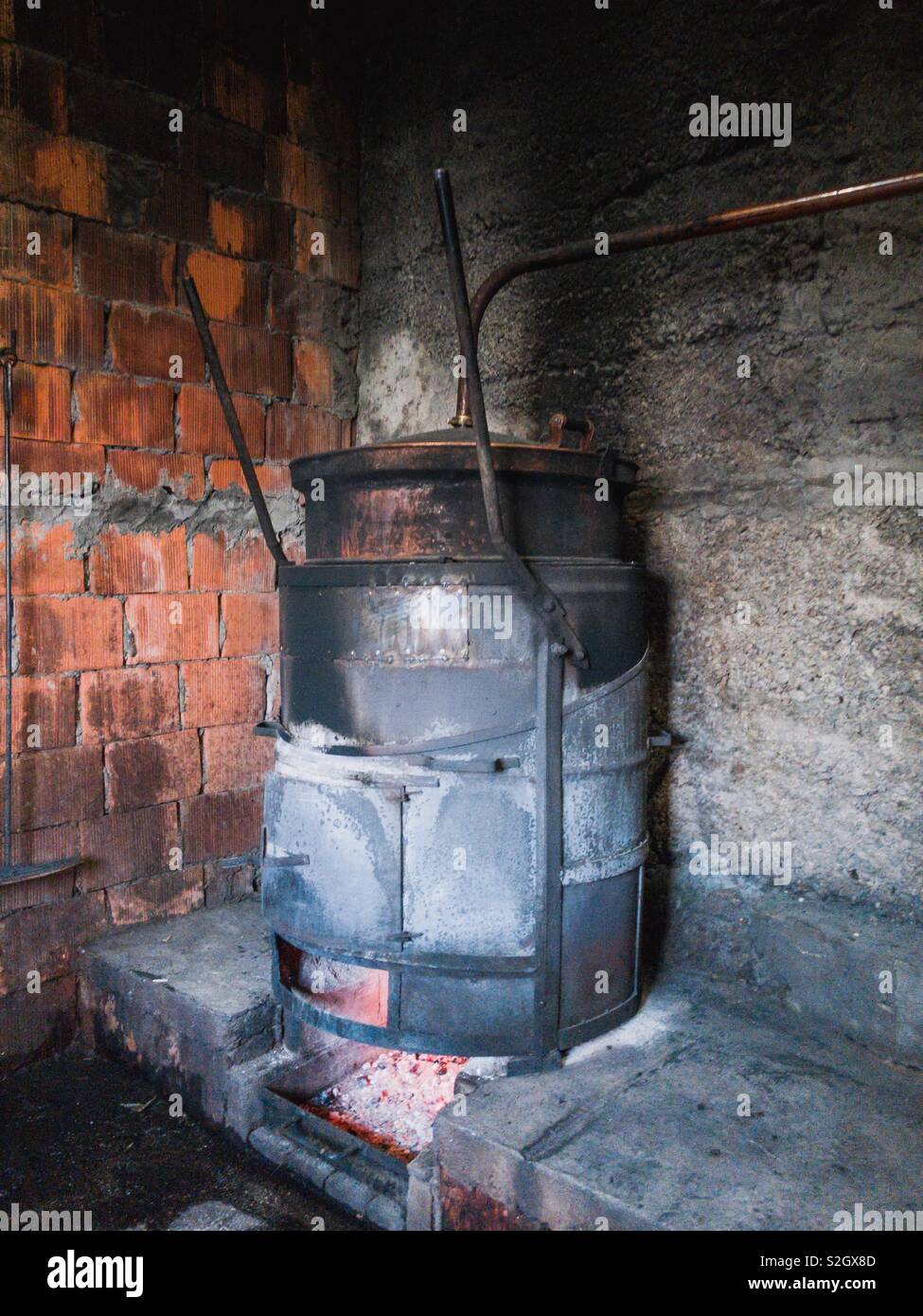 Old brandy boiler indoor Stock Photo
