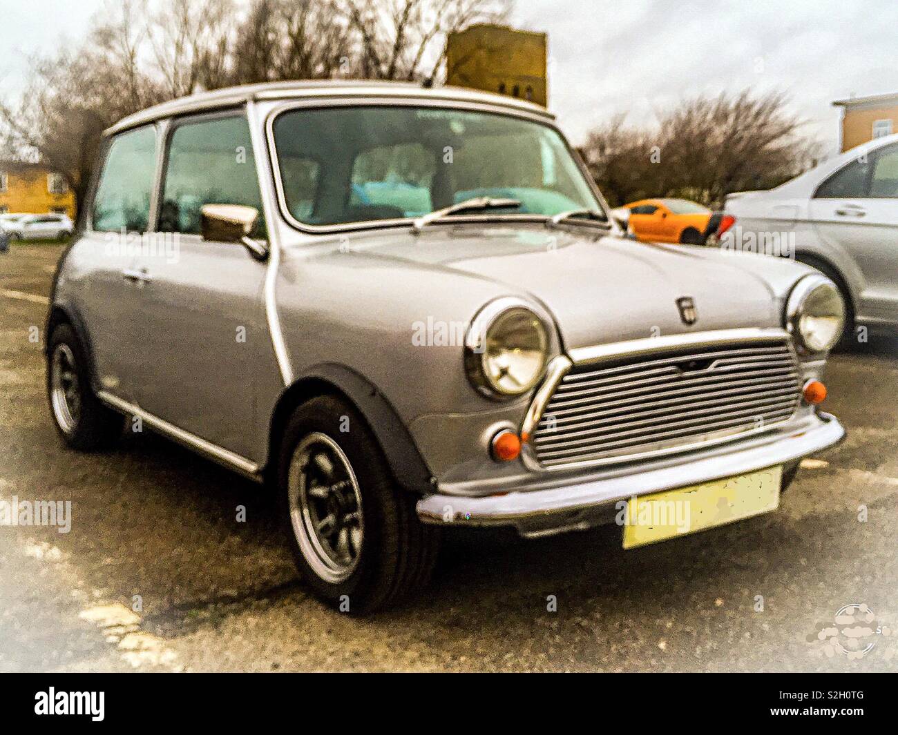 Mini Car Silver - Smartphone Captured Stock Image