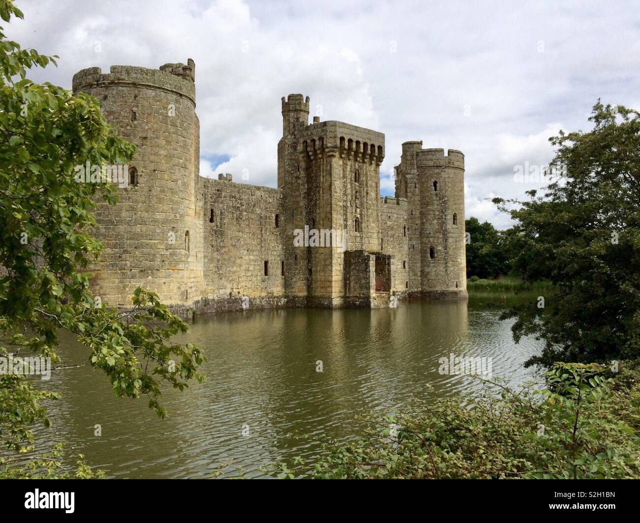 Bodiam Castle Exterior view across most - Smartphone Captured Stock Image