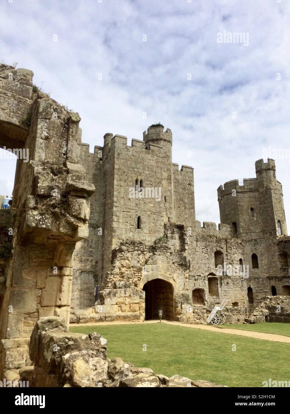 Bodiam Castle in Kent UK internal courtyard in ruins - Smartphone Captured Stock Image