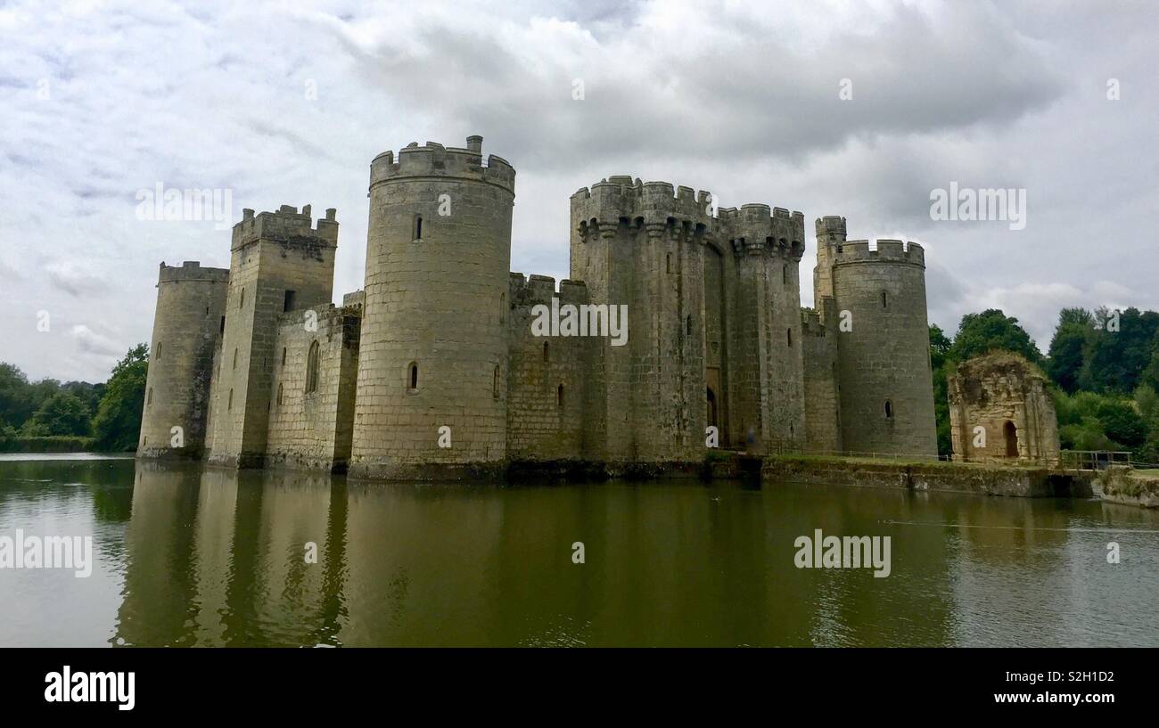 View of Bodiam Castle across moat - Smartphone Captured Stock Image