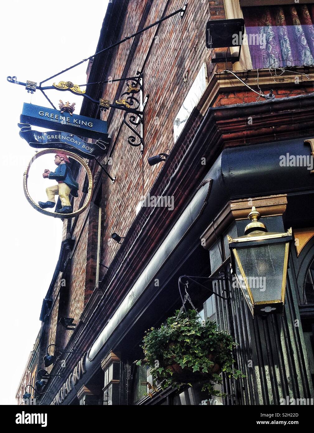 Detail of the exterior of the Victorian Greencoat Boy pub in