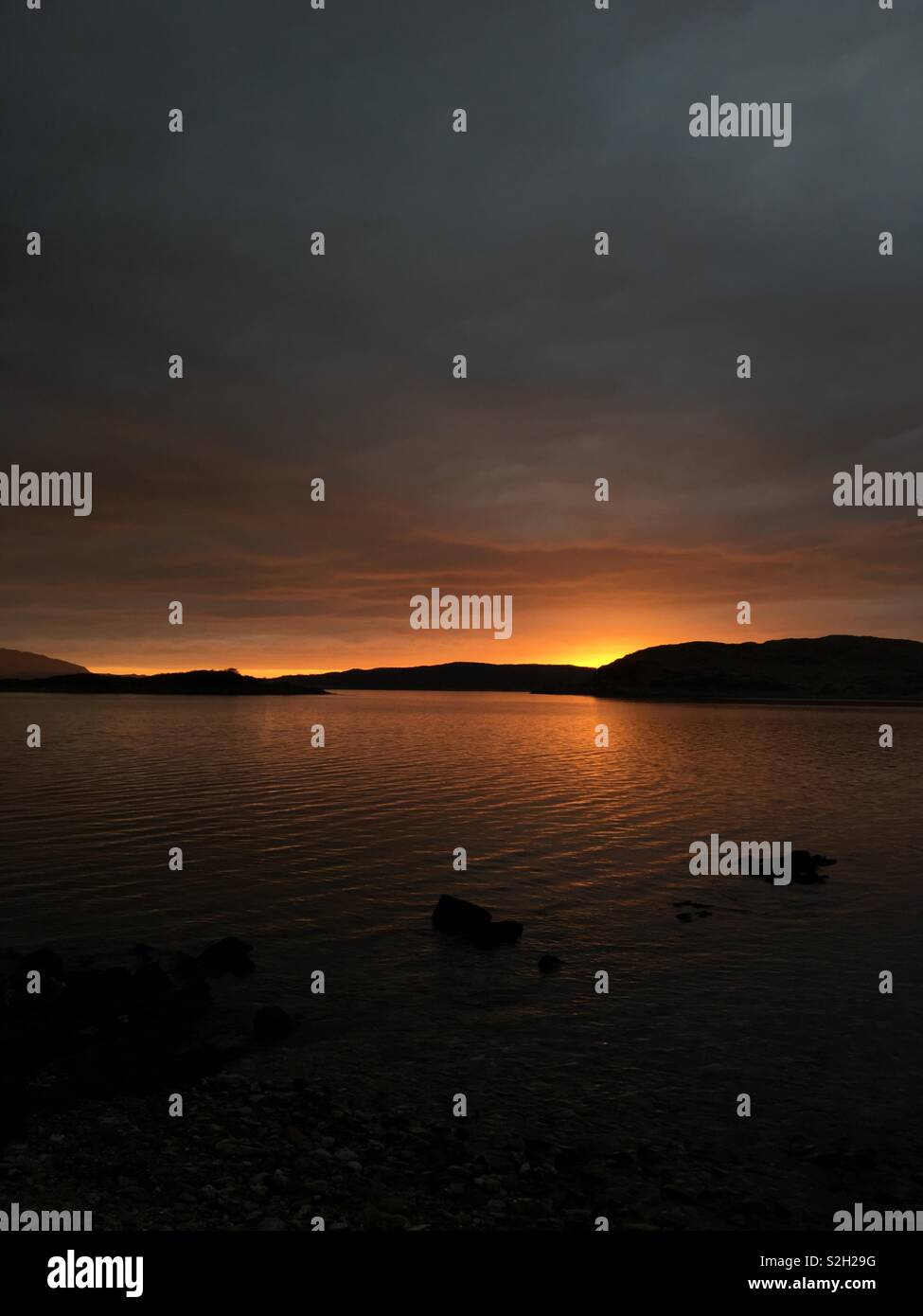 Beautiful sunset over Scottish islands Stock Photo