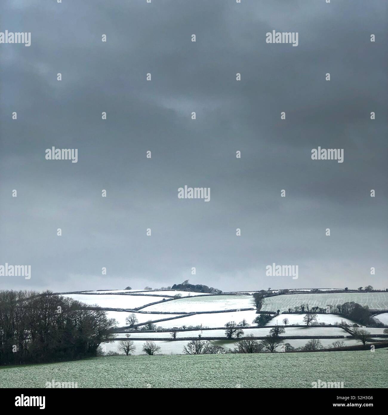 View from a train. Snowy fields - Smartphone Captured Stock Image