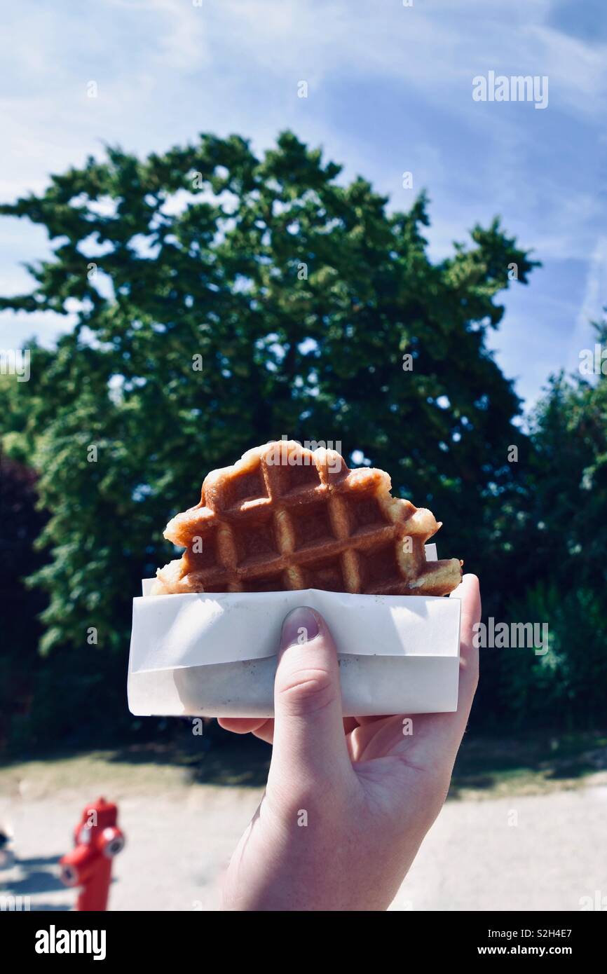 Fresh Belgium Waffle Stock Photo