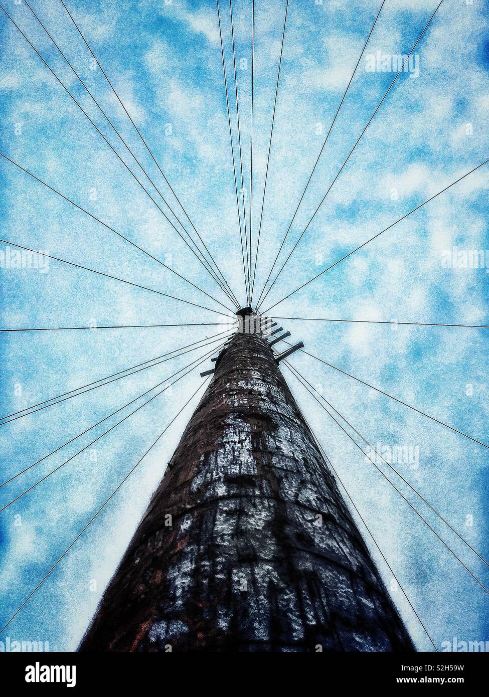 Telegraph pole And cloudy sky - Smartphone Captured Stock Image