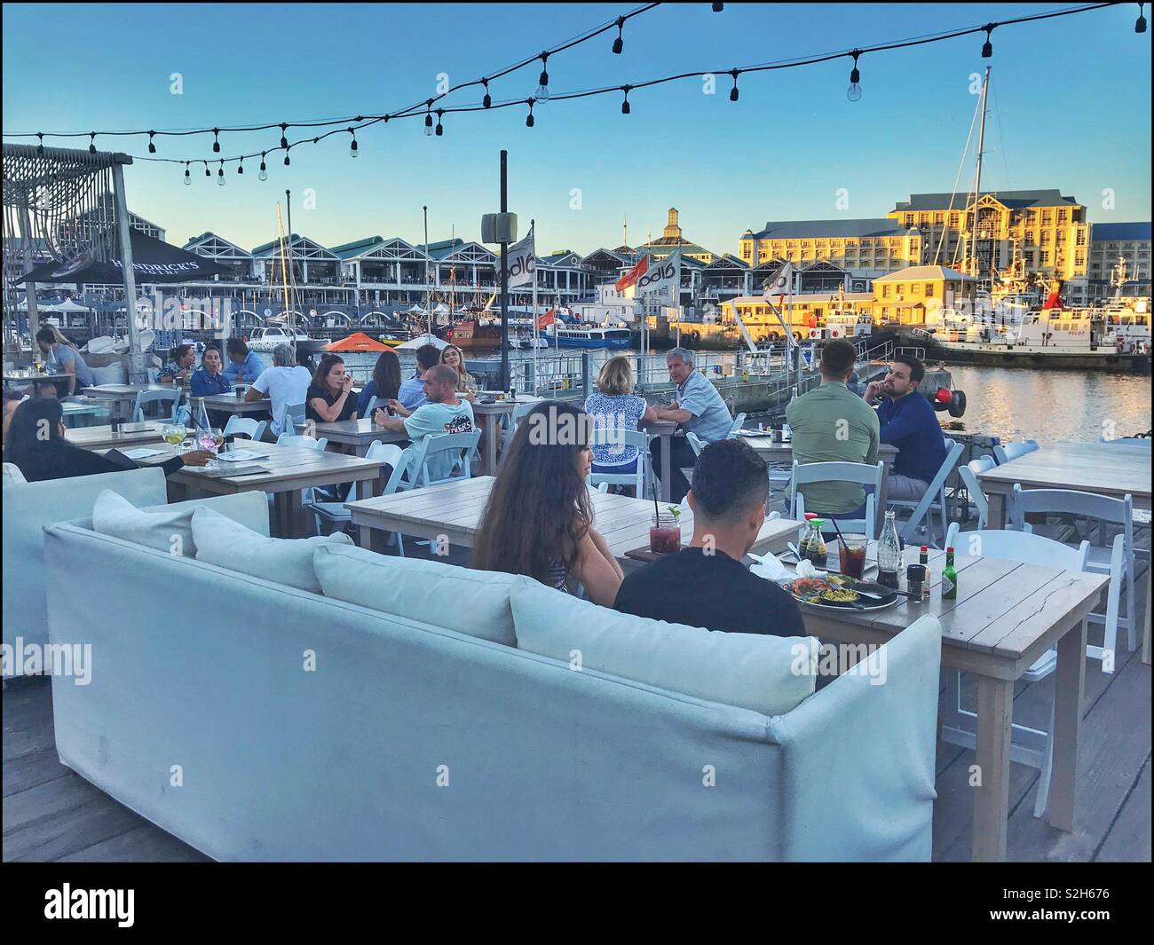 Restaurant at The V&A Waterfront, Cape Town, South Africa. - Smartphone Captured Stock Image