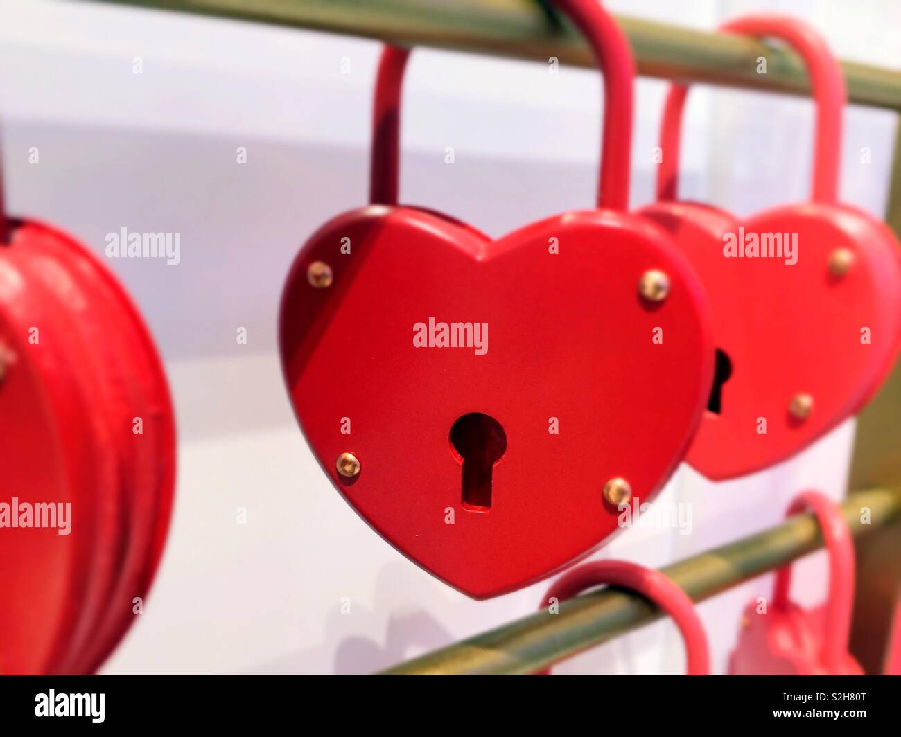 Valentine’s Day Display of heart shaped locket’s for sale in a department store, New York City, USA - Smartphone Captured Stock Image